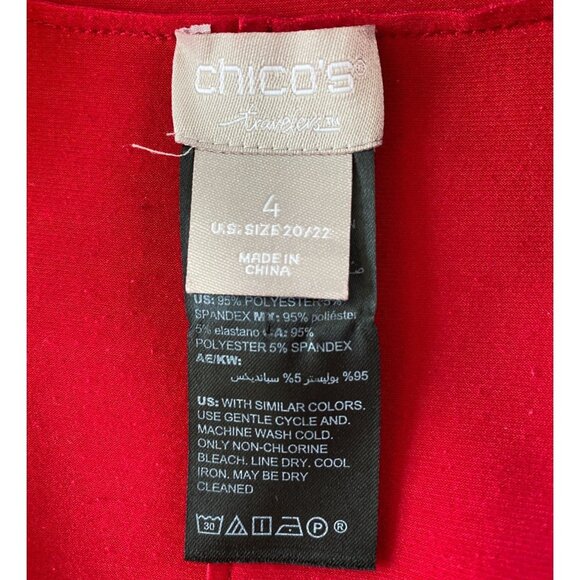 Chicos Red Open Front Long Line Drapey Cardigan Duster Jacket  Chico Size 4 (22) - Picture 3 of 10